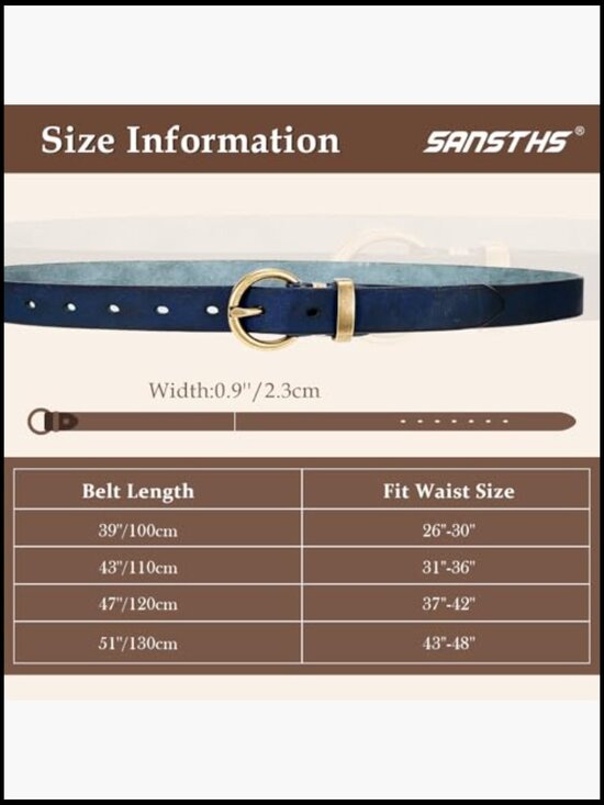 Genuine Leather Belt Gold Buckle Vintage Skinny Waist Belt for Jeans Pants main image 6